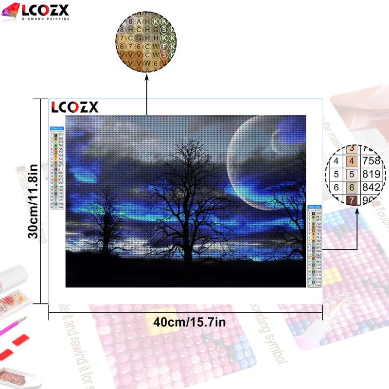 5D Rhinestone Painting Kit Moon Tree Full Rhinestone Designs