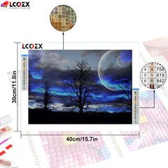 5D Rhinestone Painting Kit Moon Tree Full Rhinestone Designs