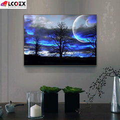 5D Rhinestone Painting Kit Moon Tree Full Rhinestone Designs