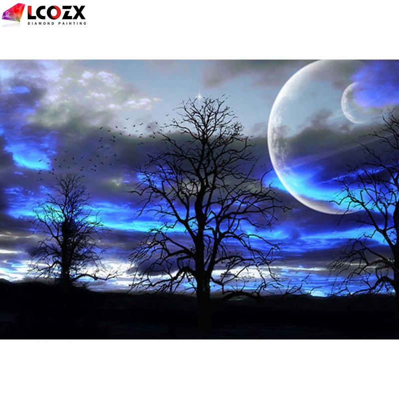 5D Rhinestone Painting Kit Moon Tree Full Rhinestone Designs