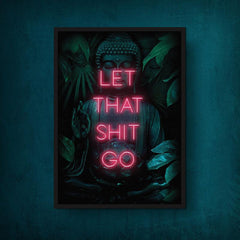 Buddhist Bodhisattva Neon Text Poster for Bathroom Decor - Various Sizes