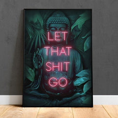 Buddhist Bodhisattva Neon Text Poster for Bathroom Decor - Various Sizes