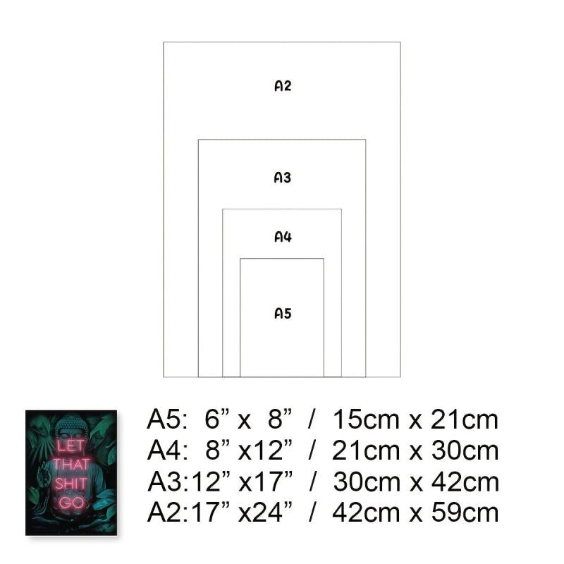 Buddhist Bodhisattva Neon Text Poster for Bathroom Decor - Various Sizes