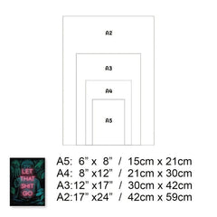 Buddhist Bodhisattva Neon Text Poster for Bathroom Decor - Various Sizes
