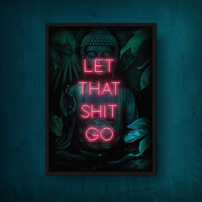 Buddhist Bodhisattva Neon Text Poster for Bathroom Decor - Various Sizes