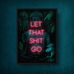 Buddhist Bodhisattva Neon Text Poster for Bathroom Decor - Various Sizes