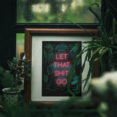 Buddhist Bodhisattva Neon Text Poster for Bathroom Decor - Various Sizes