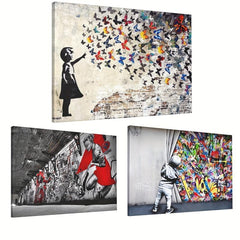 Framed Graffiti Art Canvas Painting Urban Street Painting On Canvas Wall Art