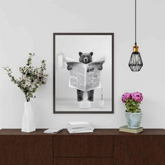 Canvas Wall Art Bear In Toilet Painting Funny Bathroom Decor