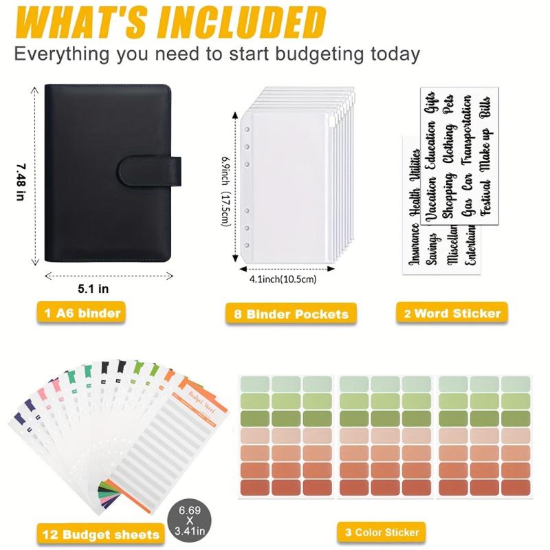 Budget Binder with Zipper Envelopes & Expense Sheets