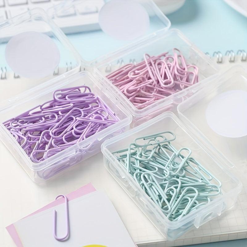 50pcs Macaron Paper Clips in Creative Box - Office & School Supplies