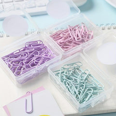 50pcs Macaron Paper Clips in Creative Box - Office & School Supplies