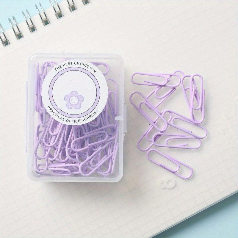 50pcs Macaron Paper Clips in Creative Box - Office & School Supplies