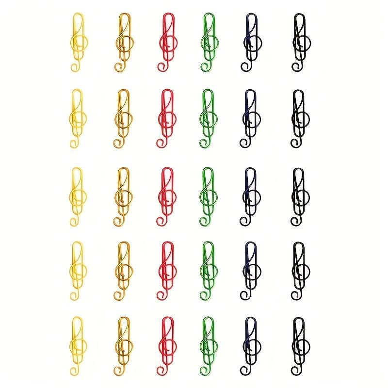 30pcs Colorful Musical Note Shaped Metal Paper Clip Bookmark Stationery