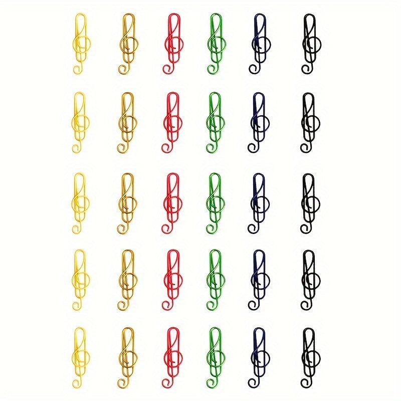 30pcs Colorful Musical Note Shaped Metal Paper Clip Bookmark Stationery