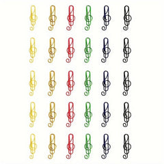 30pcs Colorful Musical Note Shaped Metal Paper Clip Bookmark Stationery