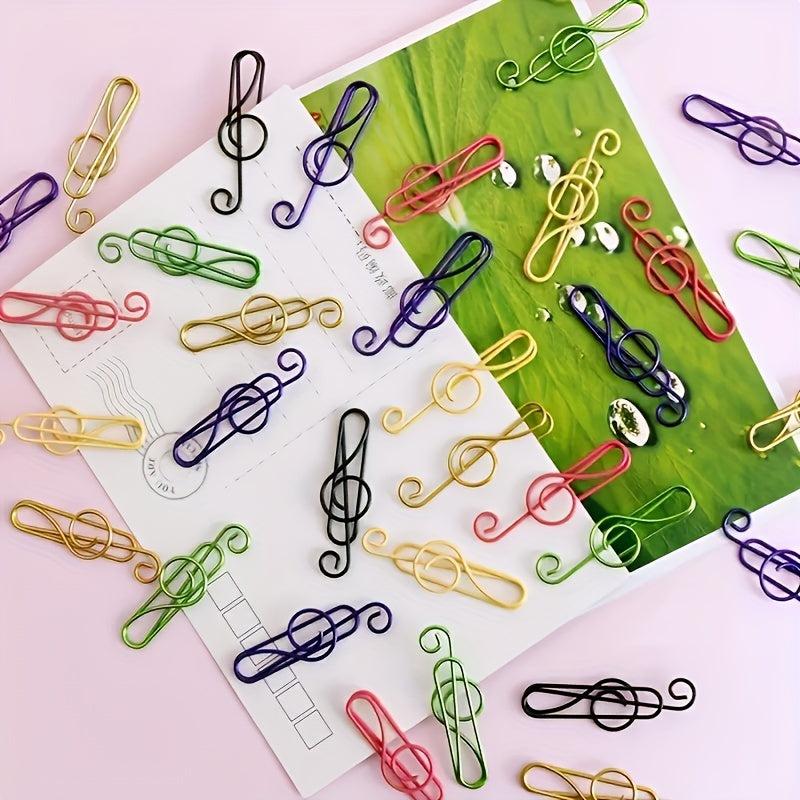 30pcs Colorful Musical Note Shaped Metal Paper Clip Bookmark Stationery