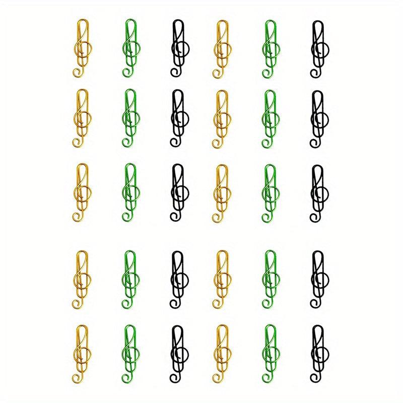 30pcs Colorful Musical Note Shaped Metal Paper Clip Bookmark Stationery