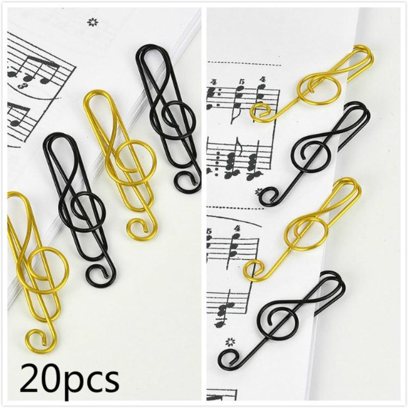 20pcs Musical Note Metal Paper Clip Bookmark Stationery School Office Supply
