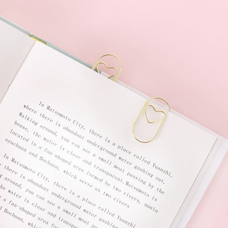 50pcs Heart Paper Clips Small Mini Paperclips Tiny Clips