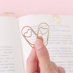 50pcs Heart Paper Clips Small Mini Paperclips Tiny Clips