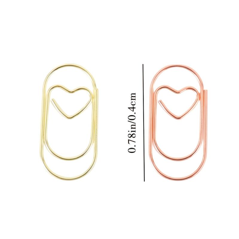 50pcs Heart Paper Clips Small Mini Paperclips Tiny Clips