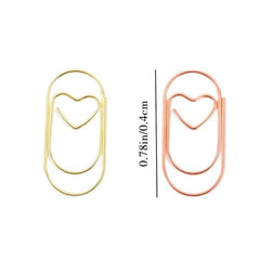 50pcs Heart Paper Clips Small Mini Paperclips Tiny Clips