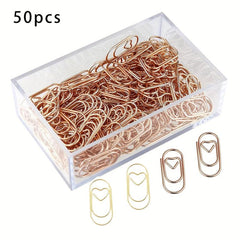 50pcs Heart Paper Clips Small Mini Paperclips Tiny Clips