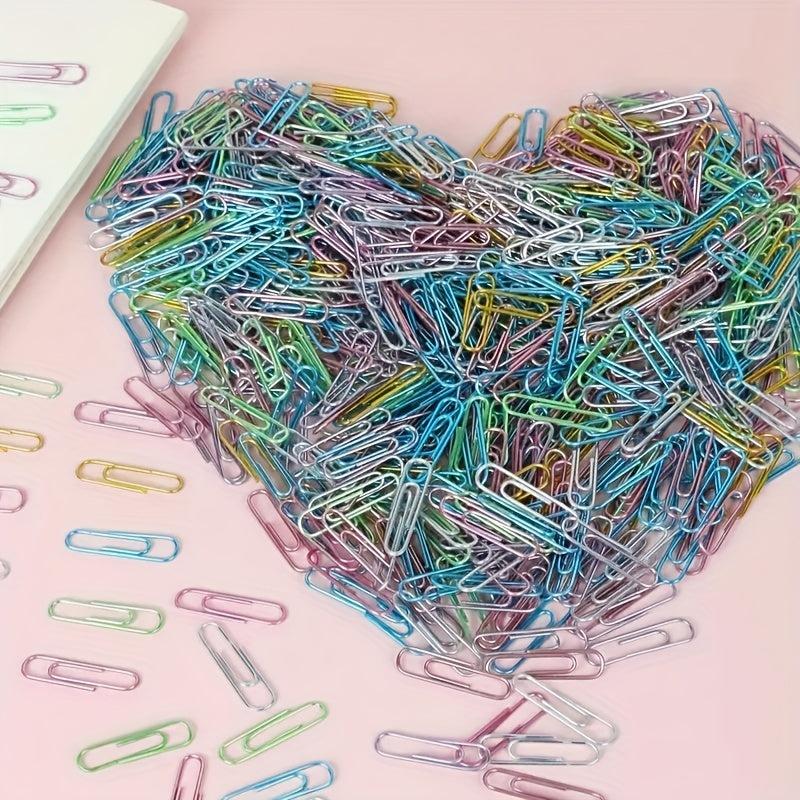 100 Colorful Rainbow Paper Clips for Desk Organization