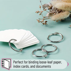 40 PCS Nickel Plated Steel Book Rings for Index Cards