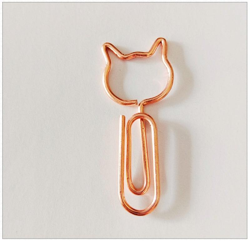 20pcs Cat Metal Paper Clips For Office School Stationery