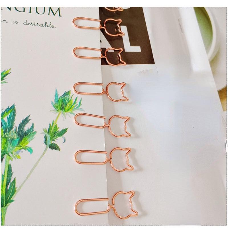 20pcs Cat Metal Paper Clips For Office School Stationery