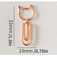 20pcs Cat Metal Paper Clips For Office School Stationery
