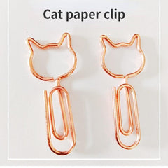 20pcs Cat Metal Paper Clips For Office School Stationery