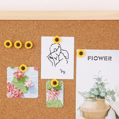 Sunflower Push Pins - 20 Packs Thumb Tacks, Decorative Cork Board Photo Wall Map