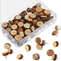 80pcs Wood Push Pins Decorative Thumb Tacks for Cork Boards and Maps