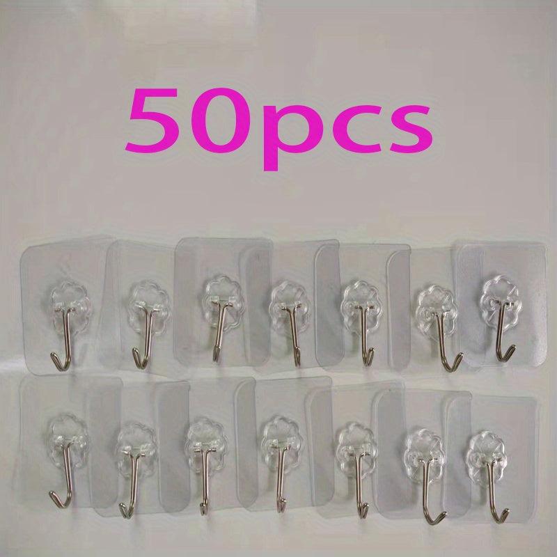 40 Adhesive Hooks Heavy Duty Practical Wall Hanging Transparent Seamless Hooks