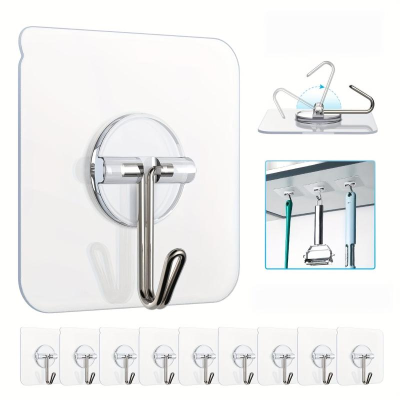 40 Adhesive Hooks Heavy Duty Practical Wall Hanging Transparent Seamless Hooks