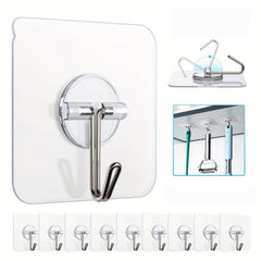 40 Adhesive Hooks Heavy Duty Practical Wall Hanging Transparent Seamless Hooks