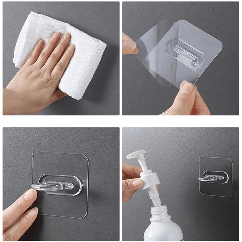 4pcs Wall Mounted Round Hooks Storage Rack Kitchen Bathroom Ring Hanger