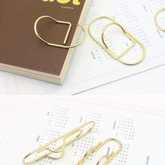 2pcs Portable Metal Paper Clip Fixed Pen Clip Golden Pen Clip