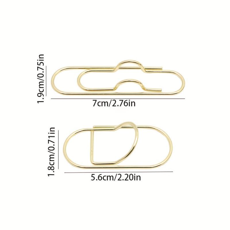2pcs Portable Metal Paper Clip Fixed Pen Clip Golden Pen Clip