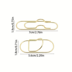 2pcs Portable Metal Paper Clip Fixed Pen Clip Golden Pen Clip
