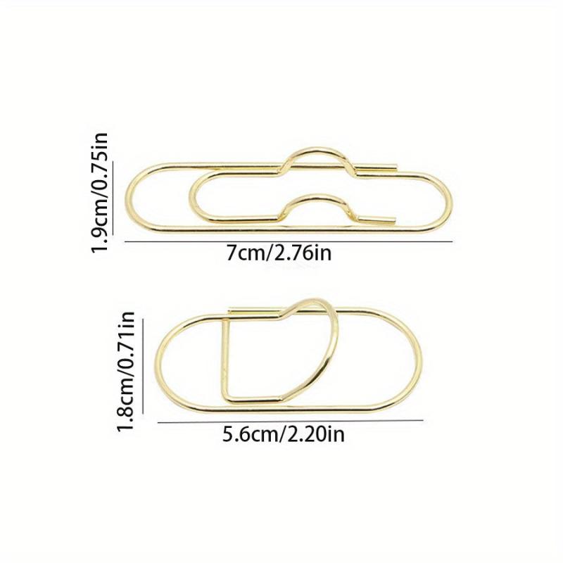 2pcs Portable Metal Paper Clip Fixed Pen Clip Golden Pen Clip