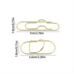 2pcs Portable Metal Paper Clip Fixed Pen Clip Golden Pen Clip