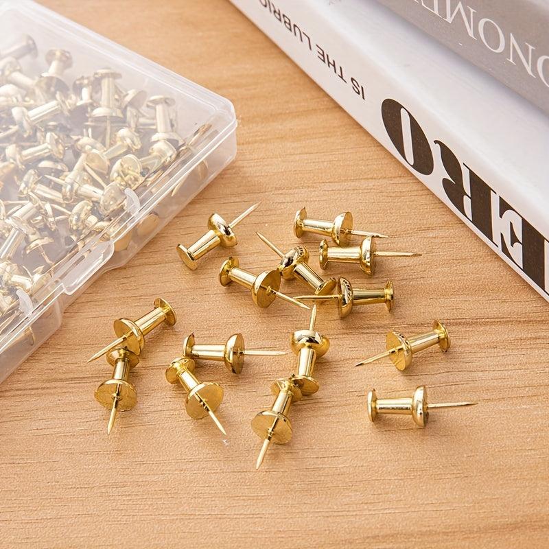 100pcs Golden Push Pins Standard Plastic Head Steel Point
