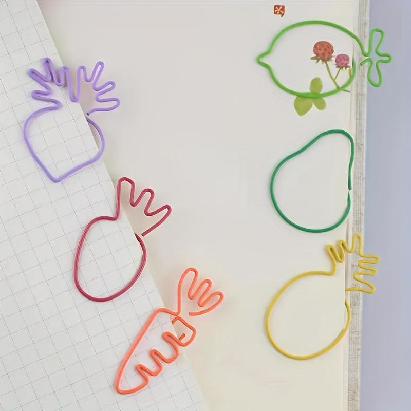 30pc Vegetable Fruit Paper Clip Metal Bookmark