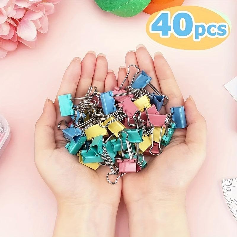 40pcs Colorful Binder Long Tail Clip Office Supplies Storage Clip