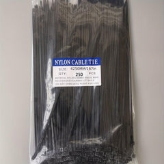 Nylon Cable Ties 4in Wide 250mm Bundle Qty 250 Self-locking Plastic Straps