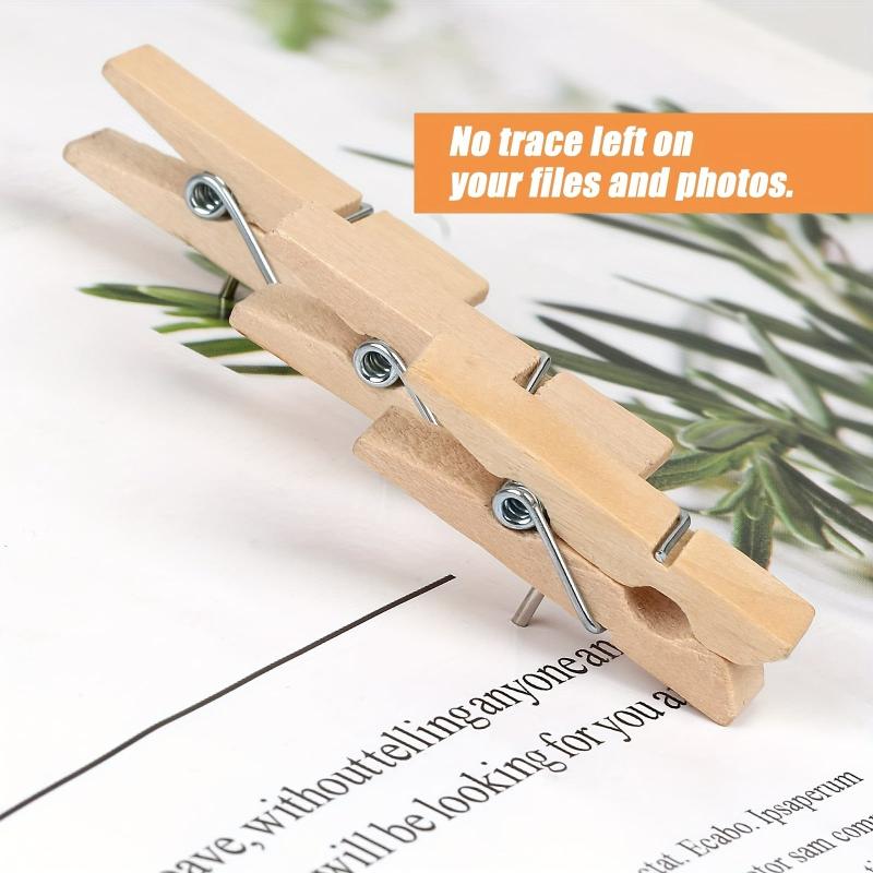 30pcs Wooden Push Pins with Clips Decorative Thumbtacks for Cork Board